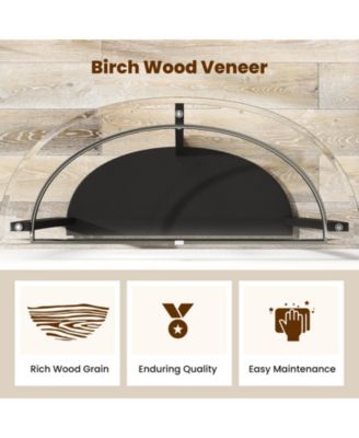 2-Tier Tempered Glass Half-Moon Console Table with Open Shelf, 40 x 16 x 30 in