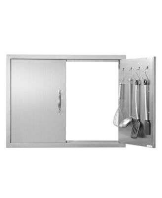 Double Stainless Steel BBQ Access Door 31W x 24H in with Handles and Hooks