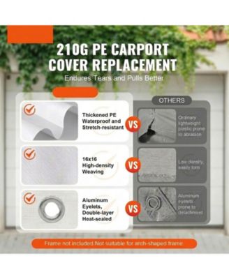10 x 20 ft Carport Replacement Canopy Cover Waterproof UV Protection