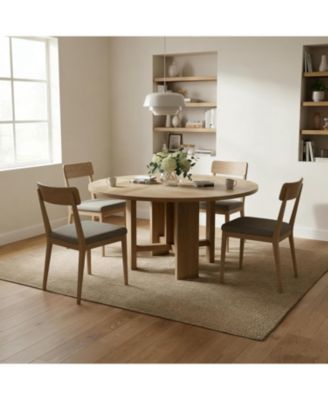 Round Dining Room Table for 4-6, 47'' Farmhouse Table, Kitchen Dinner Room Tables, Rustic Circle Tables