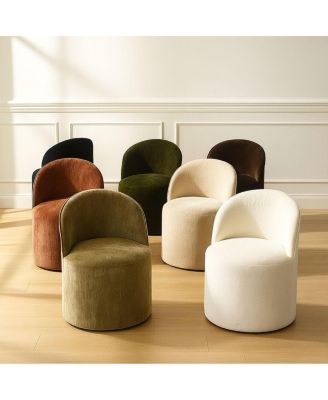 Rolling Chenille Upholstered Dining Chair with Casters 1 Piece