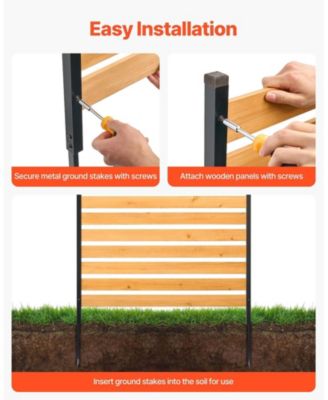 Wood Privacy Screen 39in x 61in 1-Panel Outdoor Fence for Garden and Pool Area