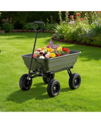 600 lbs Poly Dump Cart Wagon with 90 Quick-Dump and 180 Swivel Wheels