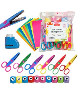 Craft Punch Set 26 Piece Decorative Edge Paper Hole Punch Shapes Colorful Crafting Kit