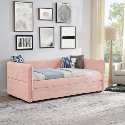 Boucle Daybed w/ Twin Trundle Sofa Bed