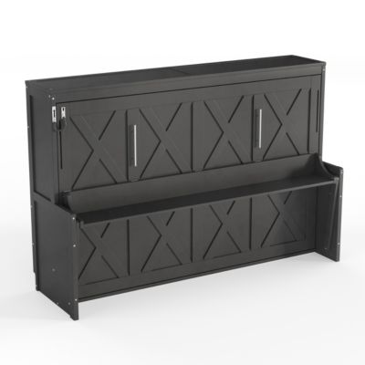 Full Size Murphy Bed with a desk, USB Charging Station, LED Lights