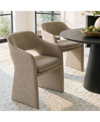 Set of 2 Dining Chairs, Upholstered Dining Armchairs, 19-Inch Seat