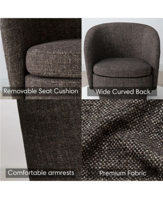 30.5 Swivel Barrel Accent Chair, Textured Fabric Round Armchair, 1 Pc