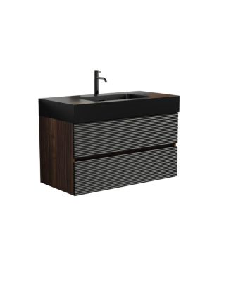 Wall Mounted Bathroom Vanity with Sink, Double Soft Close Drawers, Floating Mid Century Modern Storage