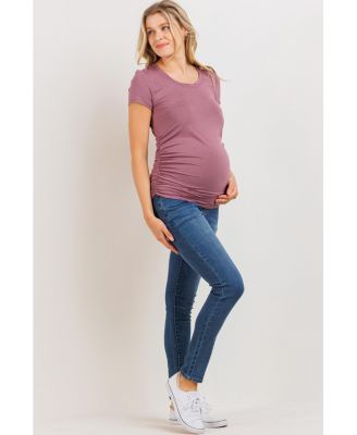 Maternity Side Ruched Short Sleeve T-Shirt Top