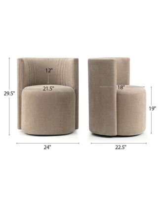 Textured Fabric Swivel Barrel Accent Dining Chair With Casters 1 Pc