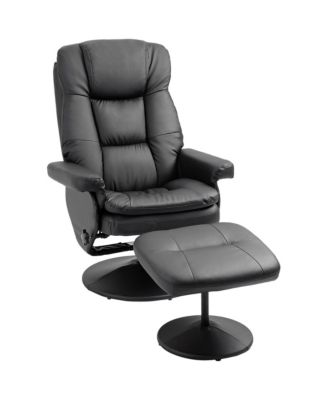 Swivel PU Leather Recliner and Ottoman with Adjustable Backrest