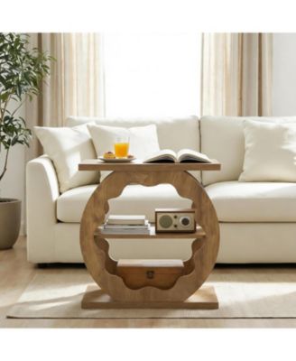 End Table for Living Room, Side Table with Storage, 3-Tier Couch End Table Narrow Nightstand