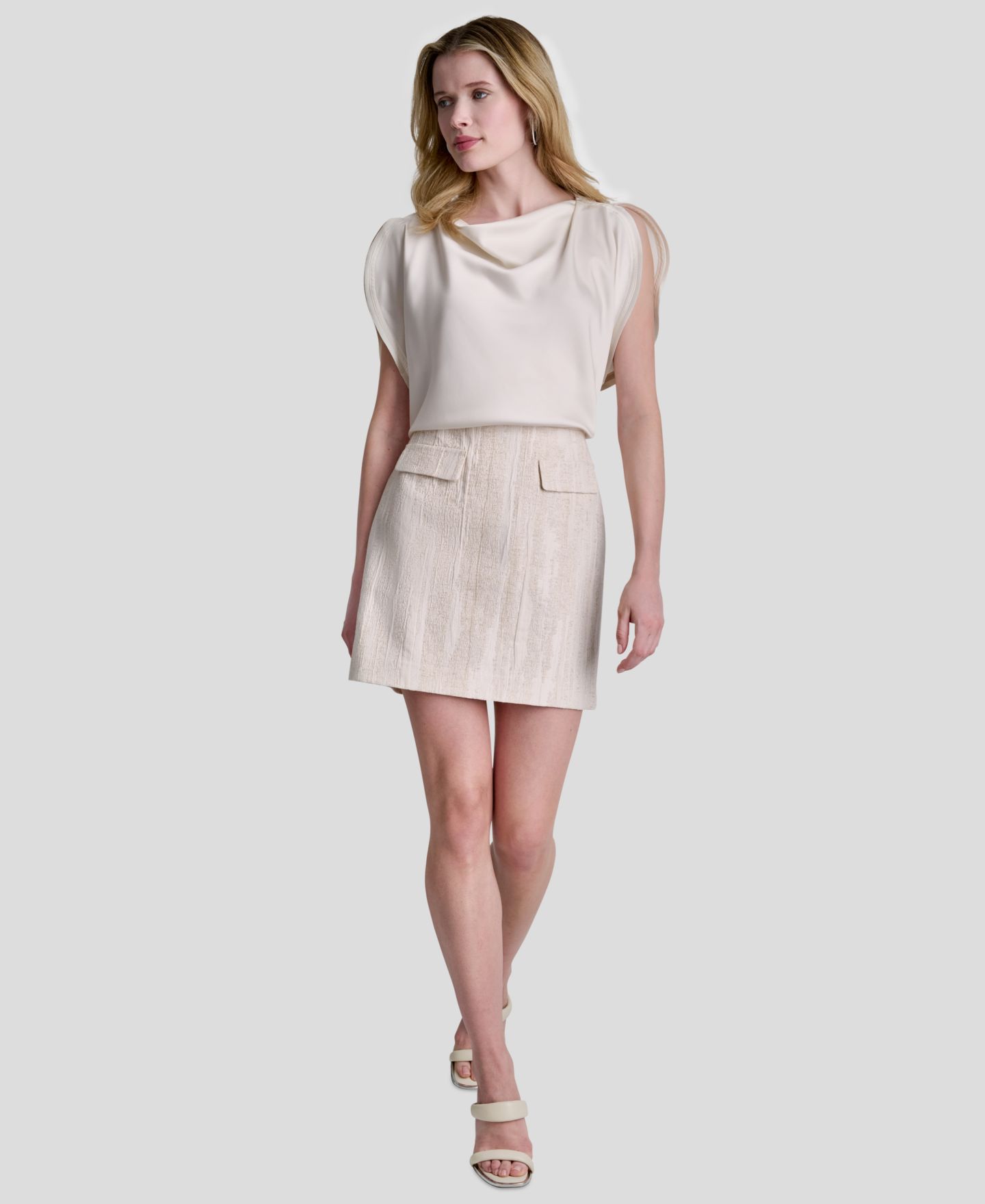 Женская юбка DKNY Straight-Fit Mini, цвет: Кокосовый — фото 6