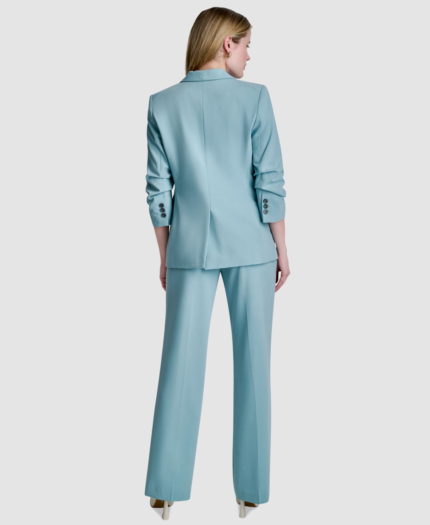 Женский пиджак DKNY Notch Collar Ruched-Sleeve Blazer, цвет: Синий — фото 7