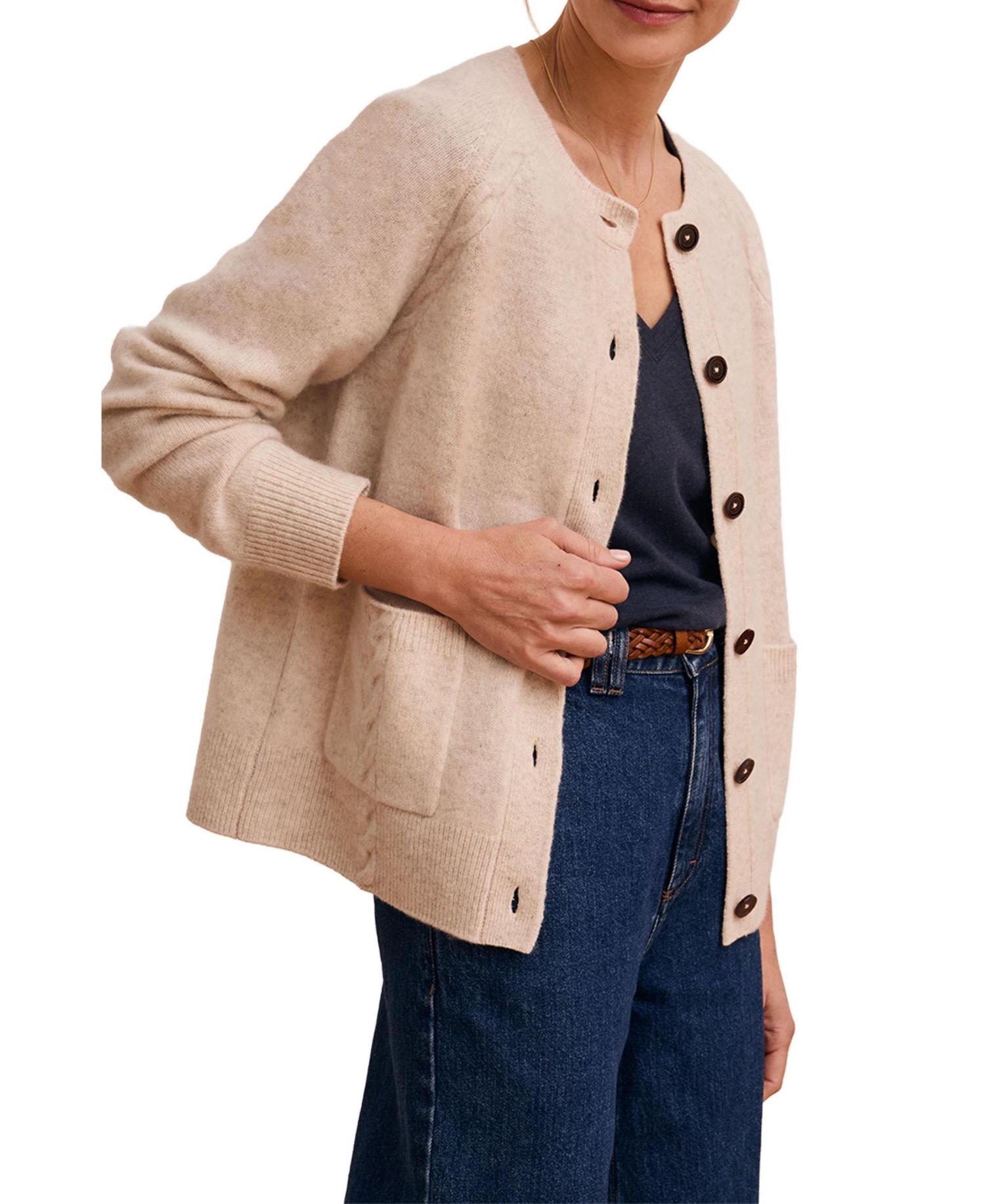 Women's Cable Detail Raglan Cardigan