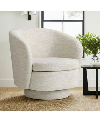 30.5" Swivel Tub Accent Chair, Woven Fabric Barrel Armchair, 1 Pc