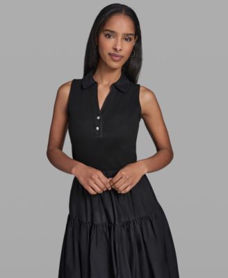Petite V-Neck Polo Collared Dress