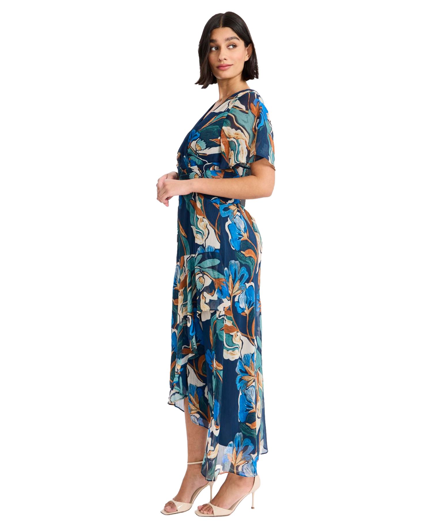 Women's V-Neck Short-Sleeve Midi Dress