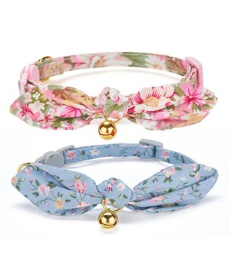 Bowtie Cat Collar With Bell Breakaway Kitten Collars Removable Bow Cotton Stylish