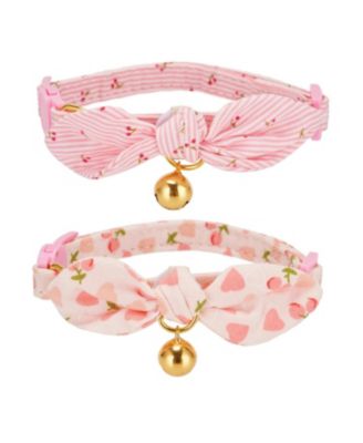 Bowtie Cat Collar With Bell Breakaway Kitten Collars Removable Bow Cotton Stylish