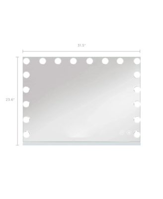 31.5x22.8 Inch Hollywood Vanity Mirror with Lights 18 Dimmable Bulbs Bluetooth Speaker Touch Screen USB Charging Table or Hanging Mount