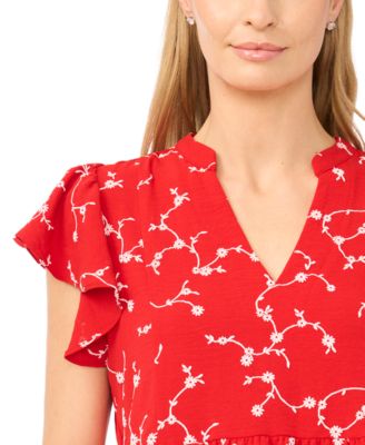 slim fit dress slacks Retro Stage Solid Pocket Round Neck Mini Dress True Red main image 1
