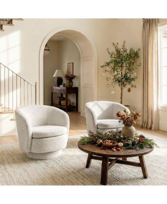 30.5" Swivel Barrel Accent Chair, Round Upholstered Armchair, 1 Pc