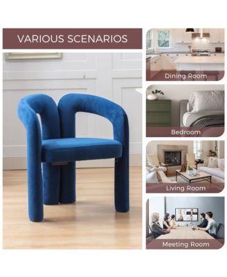 Velvet Upholstered Barrel Accent Chairs Set of 2, Curved Backrest Side Chairs with Elephant Feet for Living Room