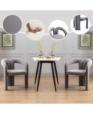 Luxury Velvet Upholstered Barrel Chair Set of 2, Side Chairs Featuring Curved Back and Elephant Feet for Living Room