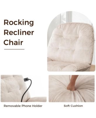 Swivel Rocker Recliner Chair, Single Lounge Gliding Rocking Chair with Phone Holder, Comfortable Reading Chair for Living Room, Office