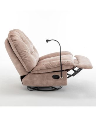 Swivel Rocking Recliner Chair, Single Lounge Chair with Phone Holder, Comfortable Relaxing Chair for Living Room and Office