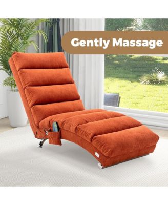 Luxury Upholstered Chaise Lounge Chair with Gentle Vibration Function, Linen Leisure Recliner for Living Room