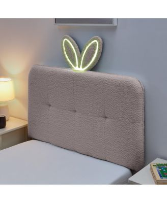 Twin Rabbit Ear Upholstered Bed w/LED and 4 Drawers