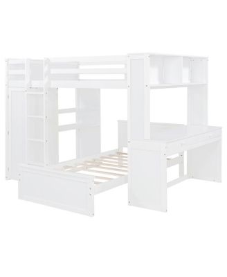 Loft Bed w/Twin Bed, Shelves, Desk, Wardrobe