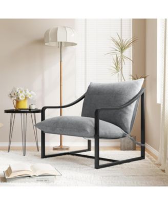 Set of 2 Sling Accent Chairs, Removable Cushion, Lounge Chairs for Living Room, Bedroom, Patio, Easy Assembly