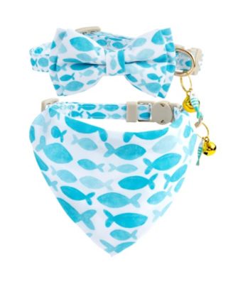 2 Pack Cat Collar Set with Bow Tie Bandana Breakaway Safety Bell Adjustable