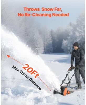 Electric Snow Shovel, 12A 17 inch Corded Snow Shovel, Adjustable Chute for Winter