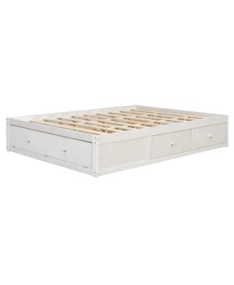 Platform Bed w/ 4 Drawers and Lift Storage, No Headboard