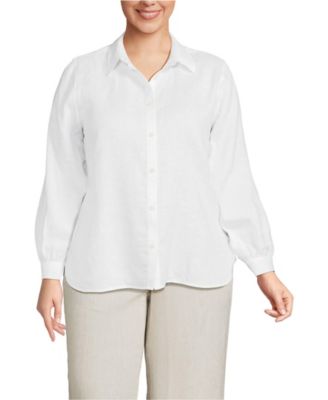 Plus Size Linen Long Sleeve Feminine Shirt