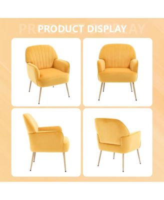 Velvet Accent Chair with Metal Legs