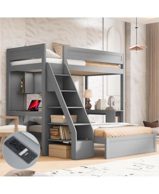  Twin XL Over Full Bed with Desk and USB