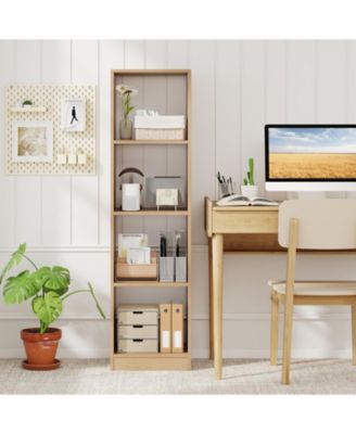 5 Tiers 4-Cube Narrow Bookshelf with 4 Anti-Tipping Kits