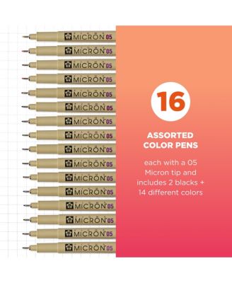 50075 16-Piece Pigma Micron 05 (Colors may vary) Cube Collection Ink Pen Set