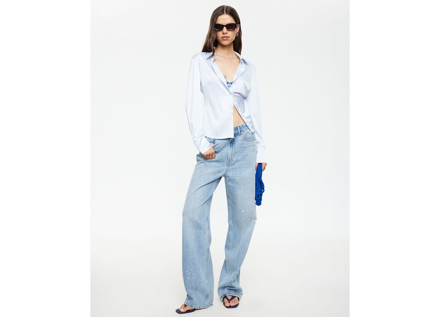 Women's Diamante Straight Cotton Jeans