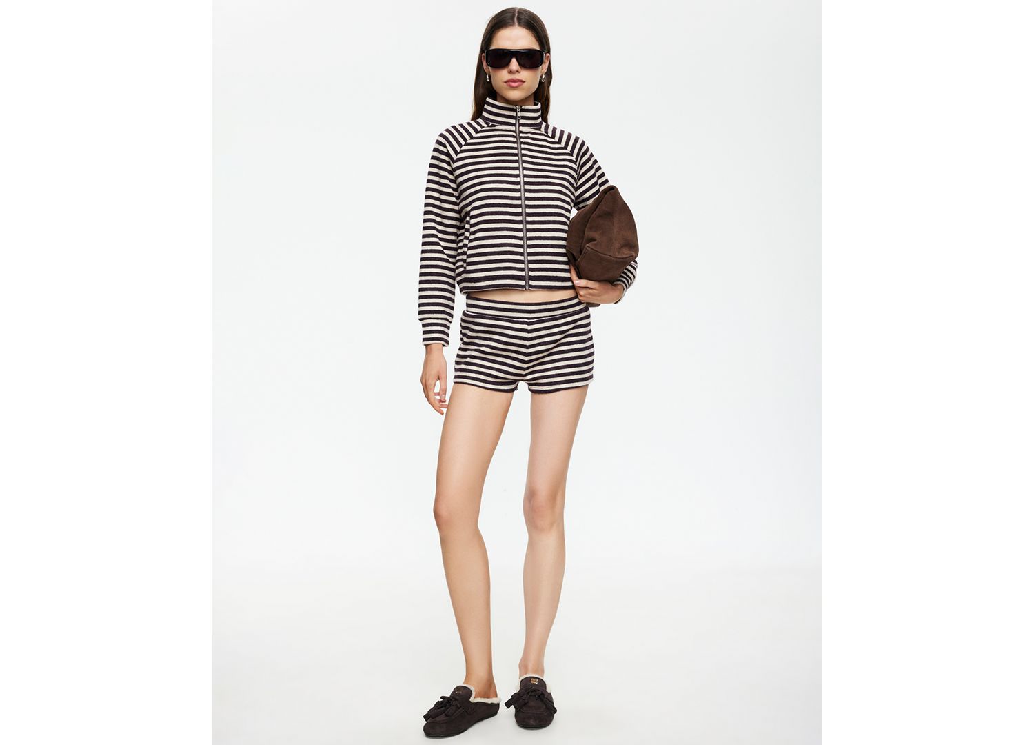 Women's Striped Funnel Neck Jacket