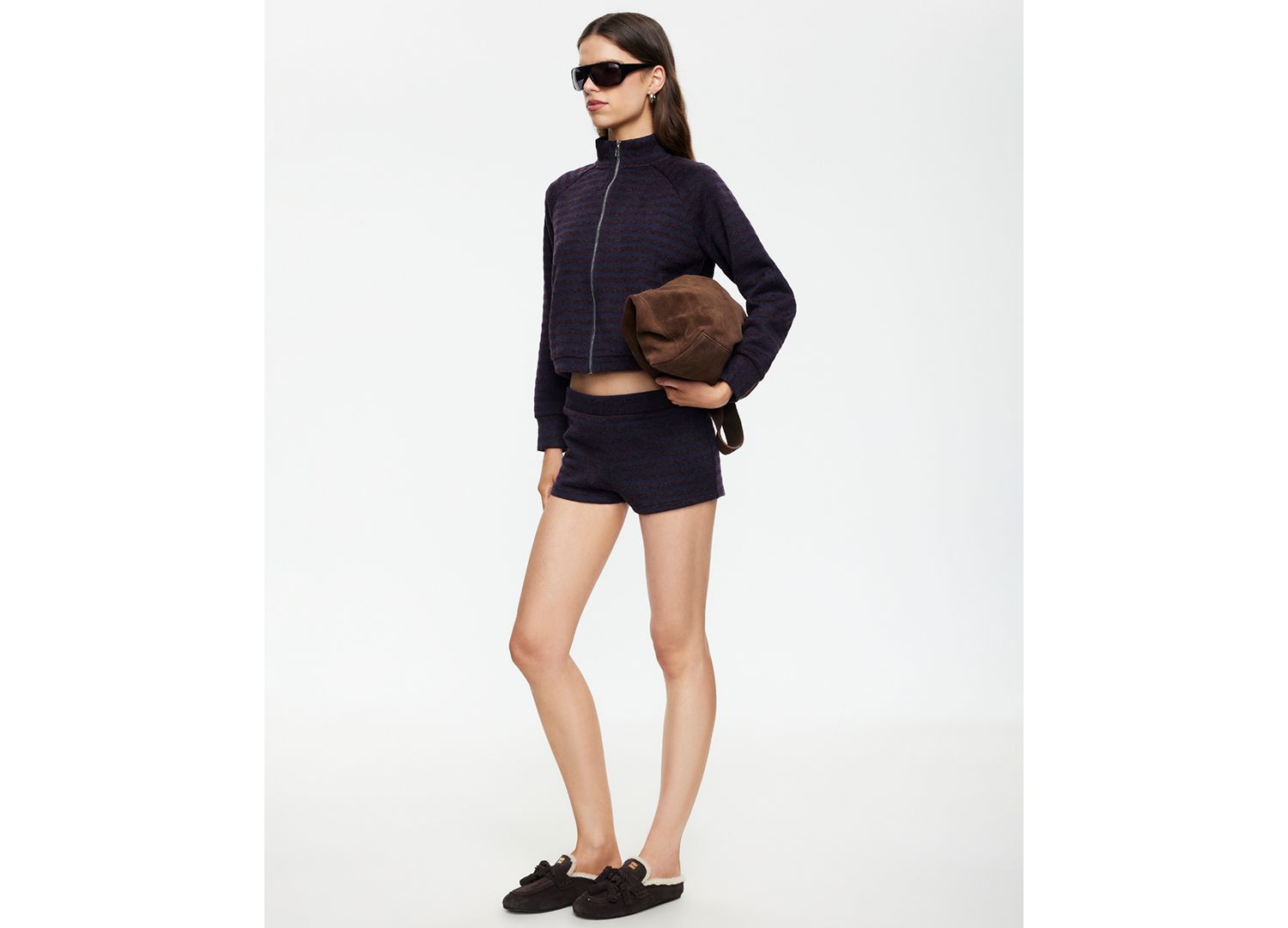 Women's Striped Funnel Neck Jacket