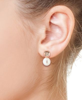 Morganite (1-5/8 ct. t.w.) & Freshwater Pearl (9mm) Earrings in 14k Rose Gold