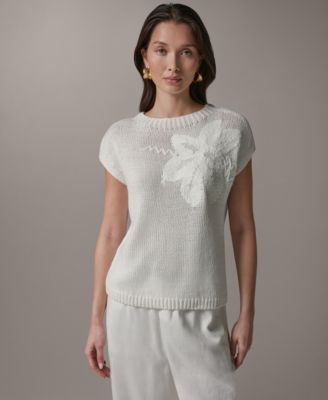 Women's Crewneck Floral Embroidered Sweater