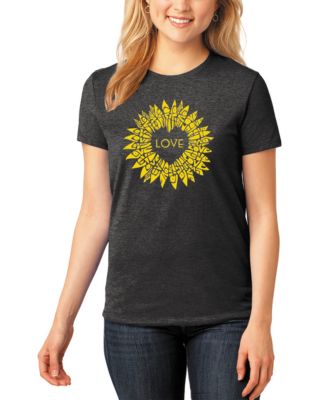 Women's Premium Blend Sunflower Love Word Art T-Shirt